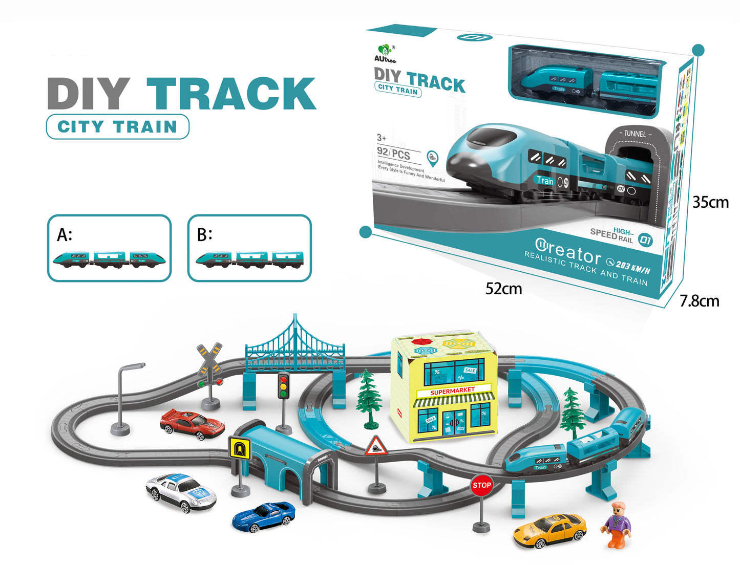 B/O URBAN RAIL TRAIN 92PCS WITH SOUND