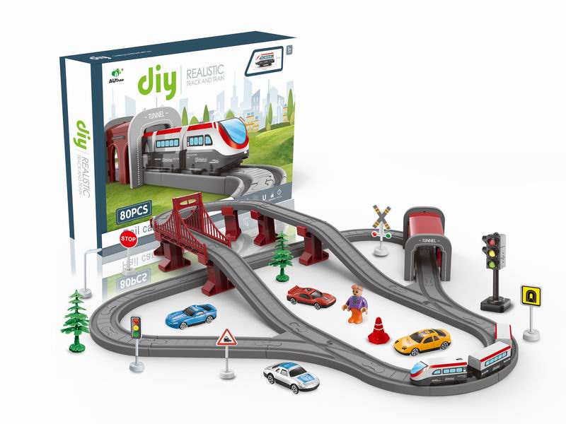 B/O RAILWAY TRAIN 80PCS (SOUND TRACK)+IC TRAFFIC LIGHTS