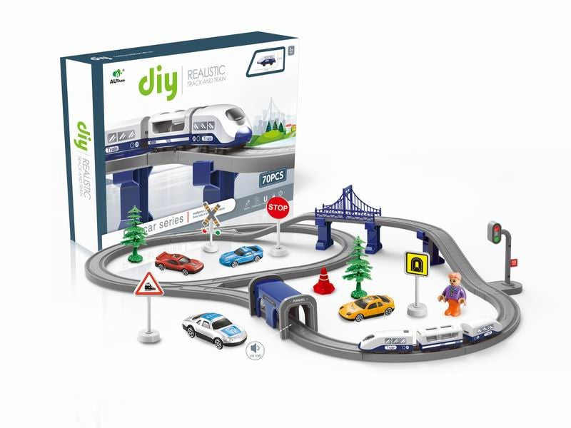 B/O RAILWAY TRAIN 70PCS (SOUND TRACK)+ICTRAFFIC LIGHTS