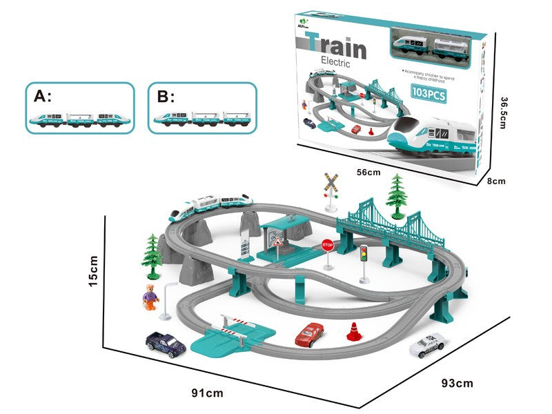 B/O RAILWAY TRAIN 103PCS(WITH PLATFORM)GREEN
