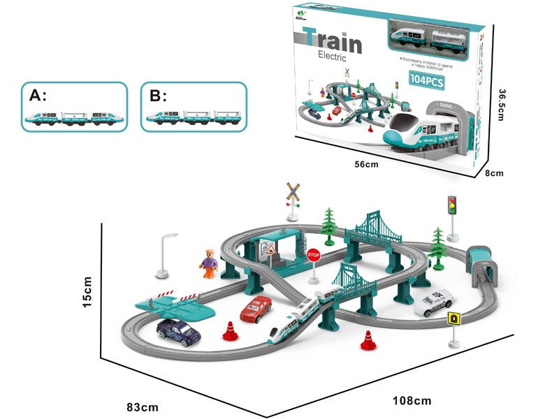 B/O RAILWAY TRAIN 104PCS(WITH PLATFORM)GREEN