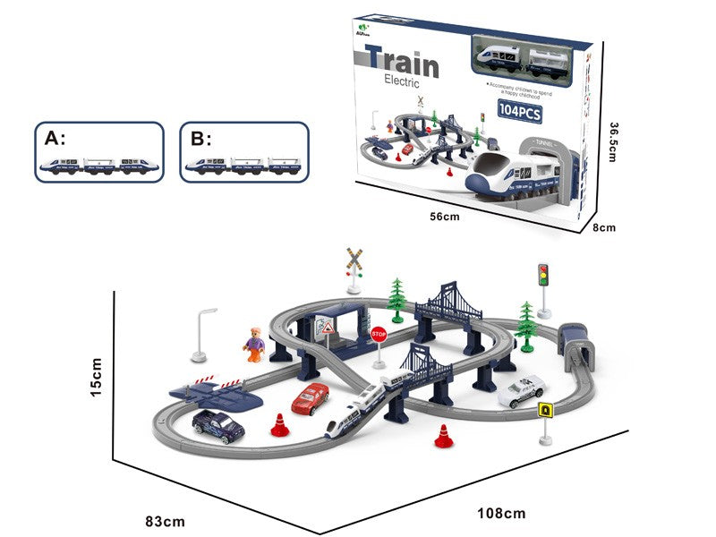 B/O RAILWAY TRAIN 104PCS(WITH PLATFORM)BLUE