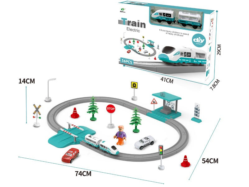 B/O RAILWAY TRAIN 56PCS(WITH PLATFORM)GREEN