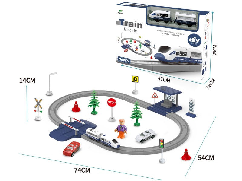 B/O RAILWAY TRAIN 56PCS(WITH PLATFORM)BLUE