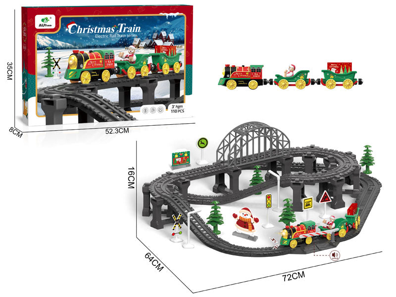 B/O CHRISTMAS RAIL CAR SET 110PCS